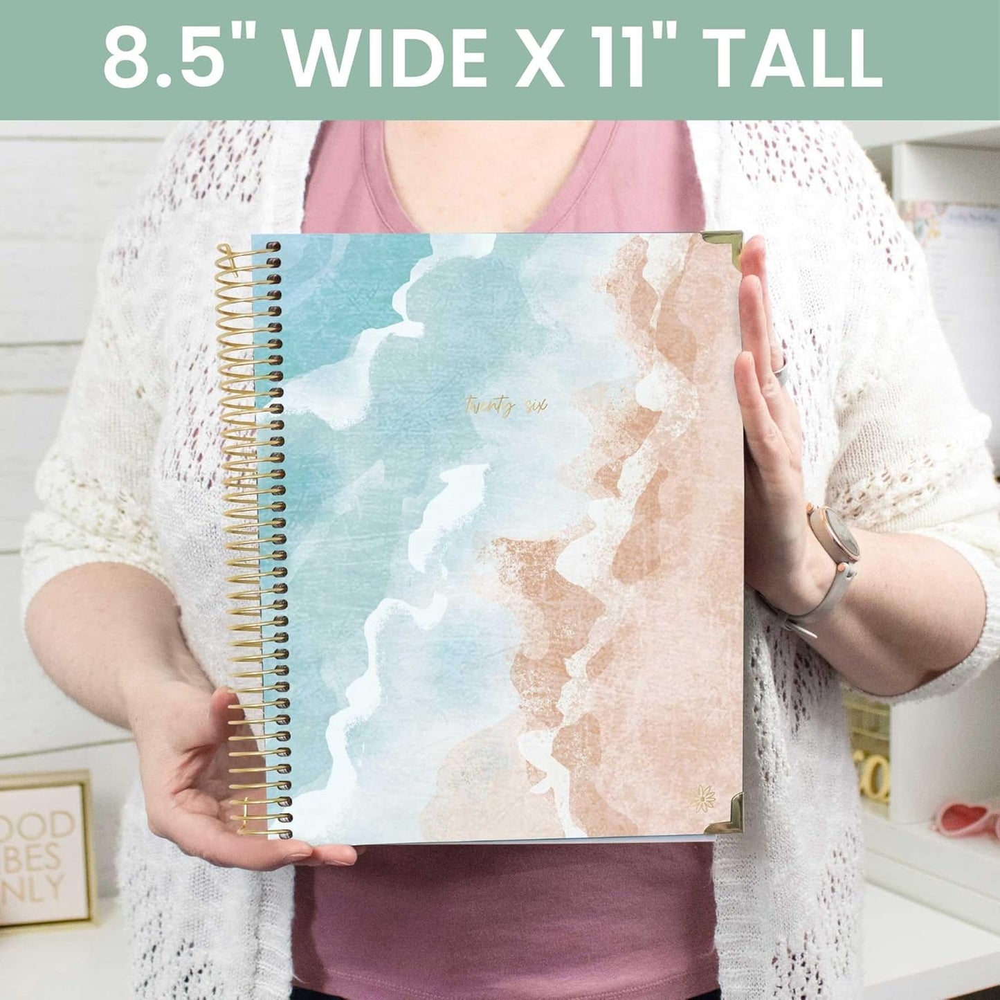 bloom daily planners HARDCOVER 2026 Planner (January to December) - 8.5” x 11” Weekly & Monthly Dated Agenda Organizer Book with Stickers & Tabs - Ocean Oasis