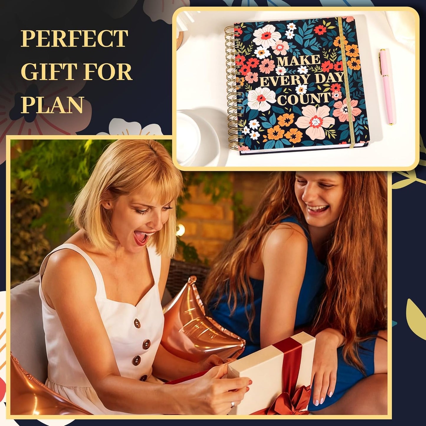 CAGIE 2026 Planner Weekly and Monthly- Dec 2025-Dec 2026 with 13 Month Tabs, Hardcover Calendar Planners with Stickers Spiral Bound Yearly Agenda Planner for Women, Blue Floral, 8.3"x9.1"