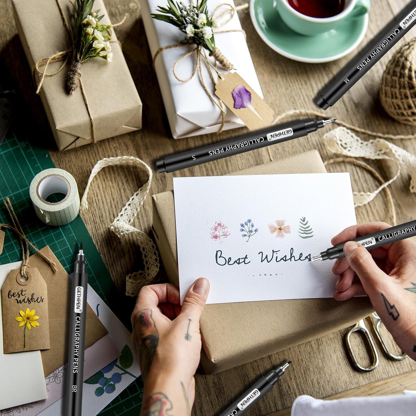 Calligraphy Pen, 10 Size Calligraphy Pens for Writing,Calligraphy markers, Brush Pens Calligraphy Set for Beginners,Black Archival Ink Pens, Hand Lettering Pen for Art Drawing,Sketching,Scrapbooking