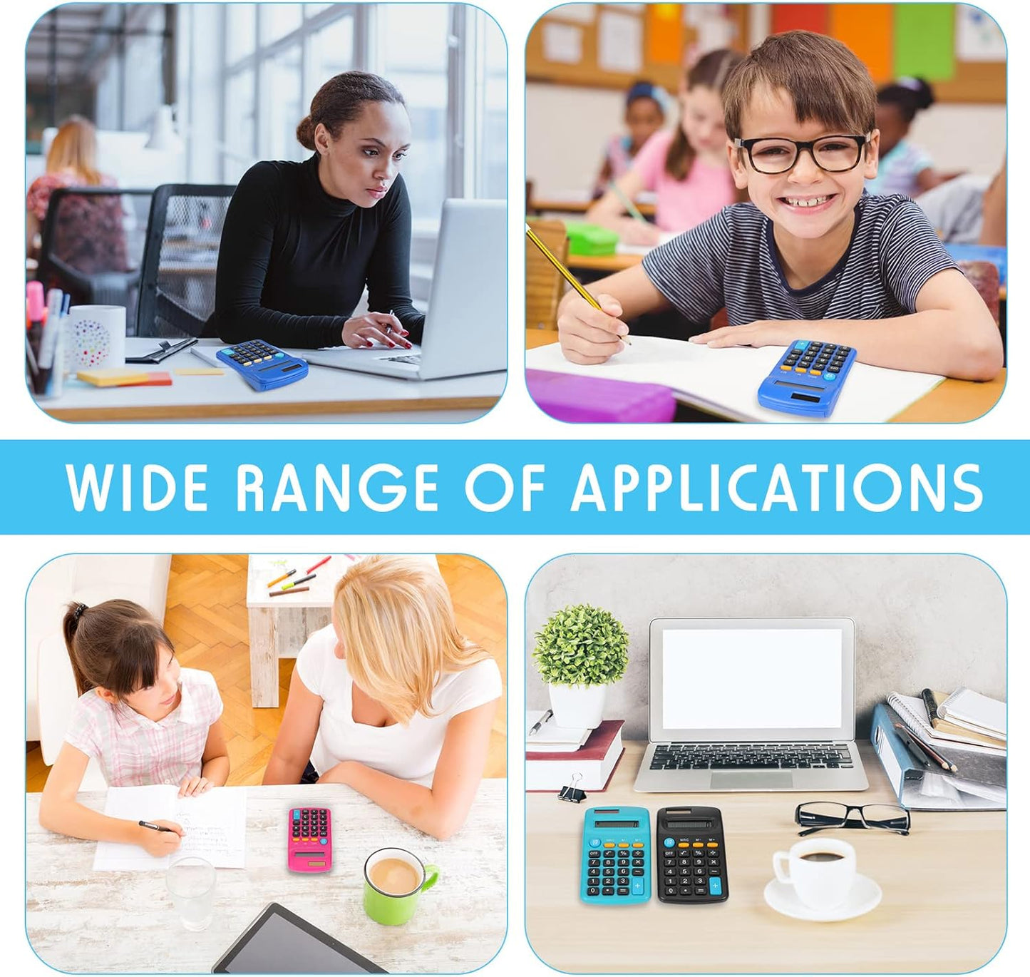 24 Pcs Pocket Size Basic Calculators Dual Powered Handheld 8 Digit Display Desktop Calculators for Desktop Home Office(Fresh Color)