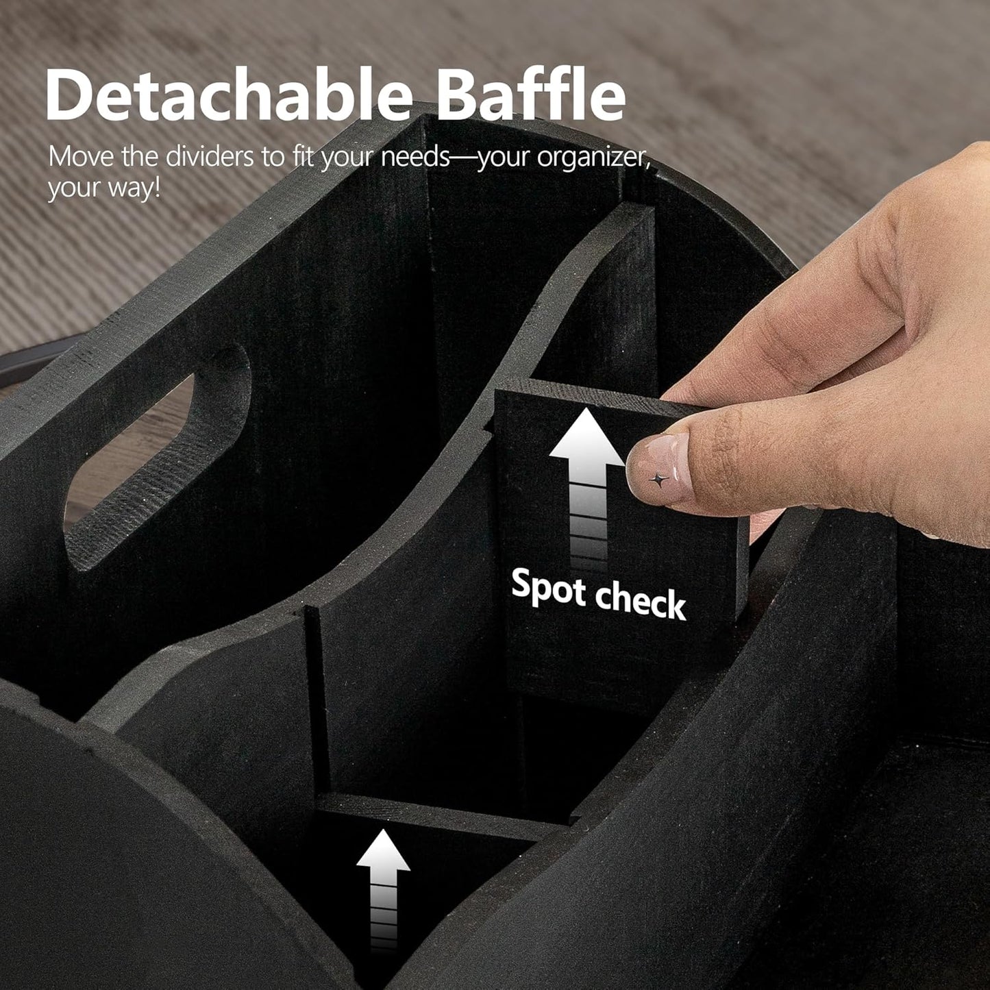 Rebee Vision Pine Wooden Mail Organizer for Desk - Farmhouse Mail Sorter Countertop Organizer for Office Desk & Home Decor - Letter Holder with Drawer for Store Jewelry (Black)