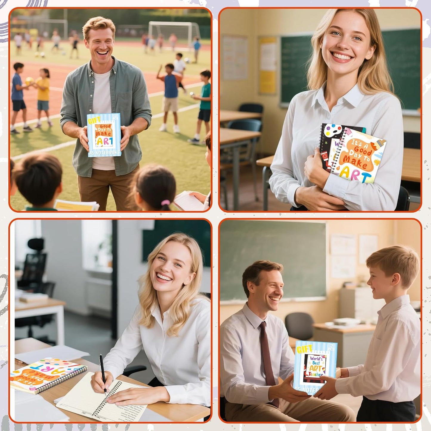 B1ykin A5 Spiral Notebooks, 2Pcs 50 Sheets 100 Pages Cute Wire Bound Teacher Appreciation Gift Spiral Notebook, Writing Notepads Memo Diary Notes Journal Notebooks for School Students (Art Teacher)