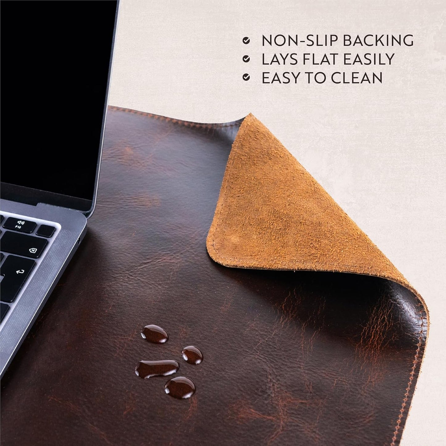 moonster 100% Genuine Leather Desk Pad with Ballpoint Pen Holder β Desk Mat Protector for Office Tables - Large Mouse Pad, Non-Slip PU Leather Desk Blotter, Laptop Desk Cover 31" x 16"