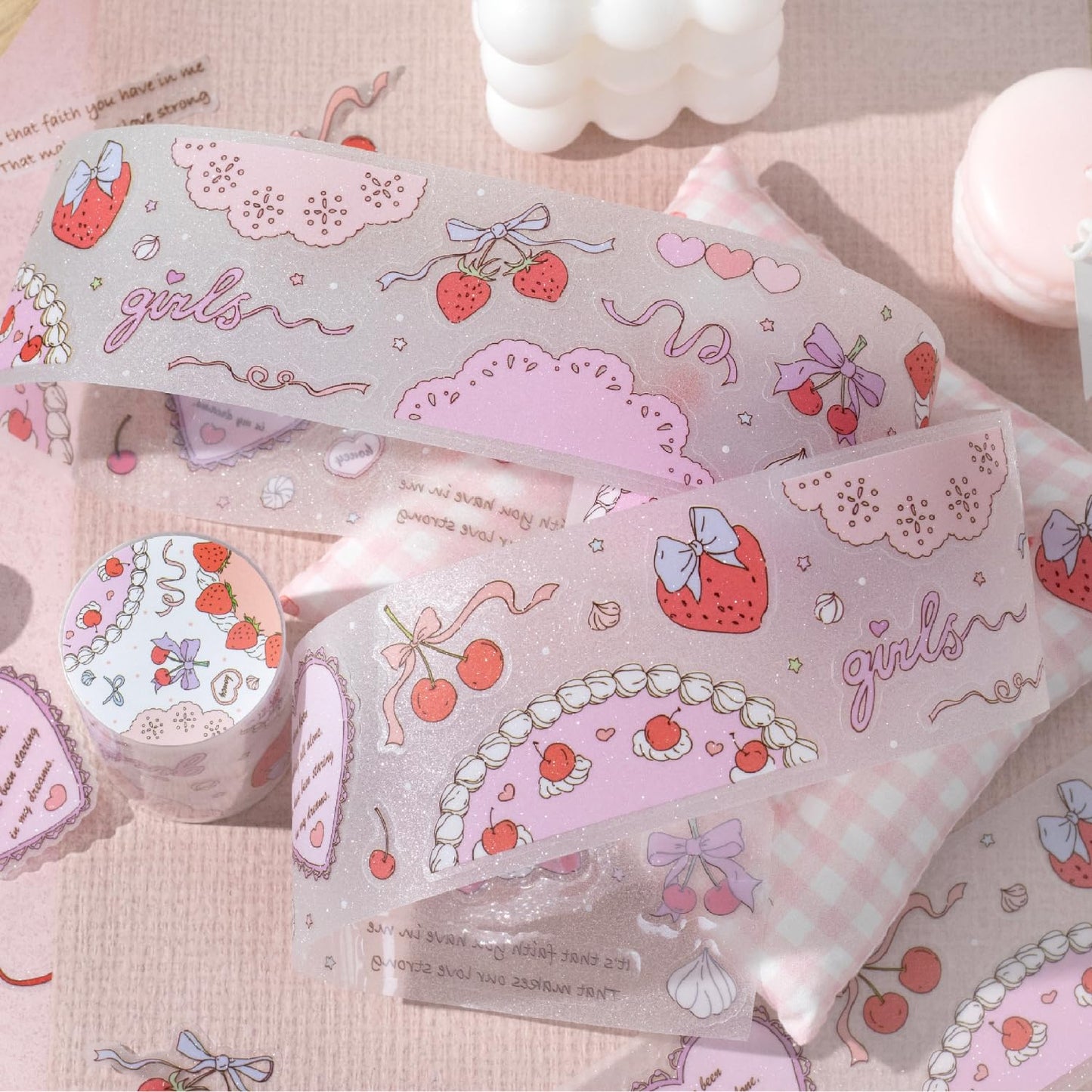 Alideco 6pcs Decorative Adhesive Tapes Vintage Fairy Tale Sweetness PET Tape Great for Bullet Journal Supplies, Arts, Scrapbook, DIY Crafts, Planners (tonghuatianweixiazi)