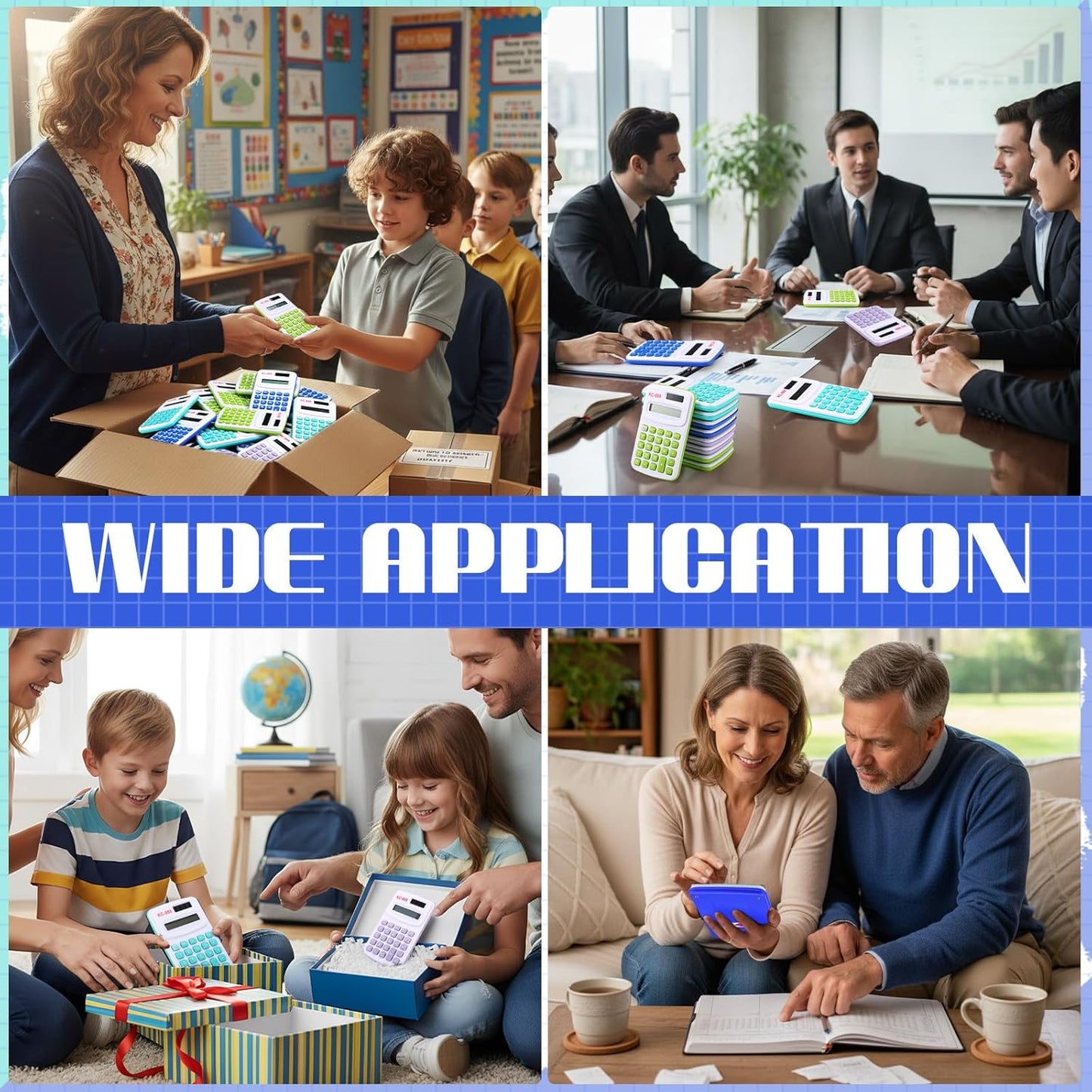 Hoteam 16 Pcs Pocket Calculator Gift for Students Bulk Mini Handheld Calculator Basic Standard Calculators with Button Battery 8 Digit Display for School Office Home(Assorted Colors)