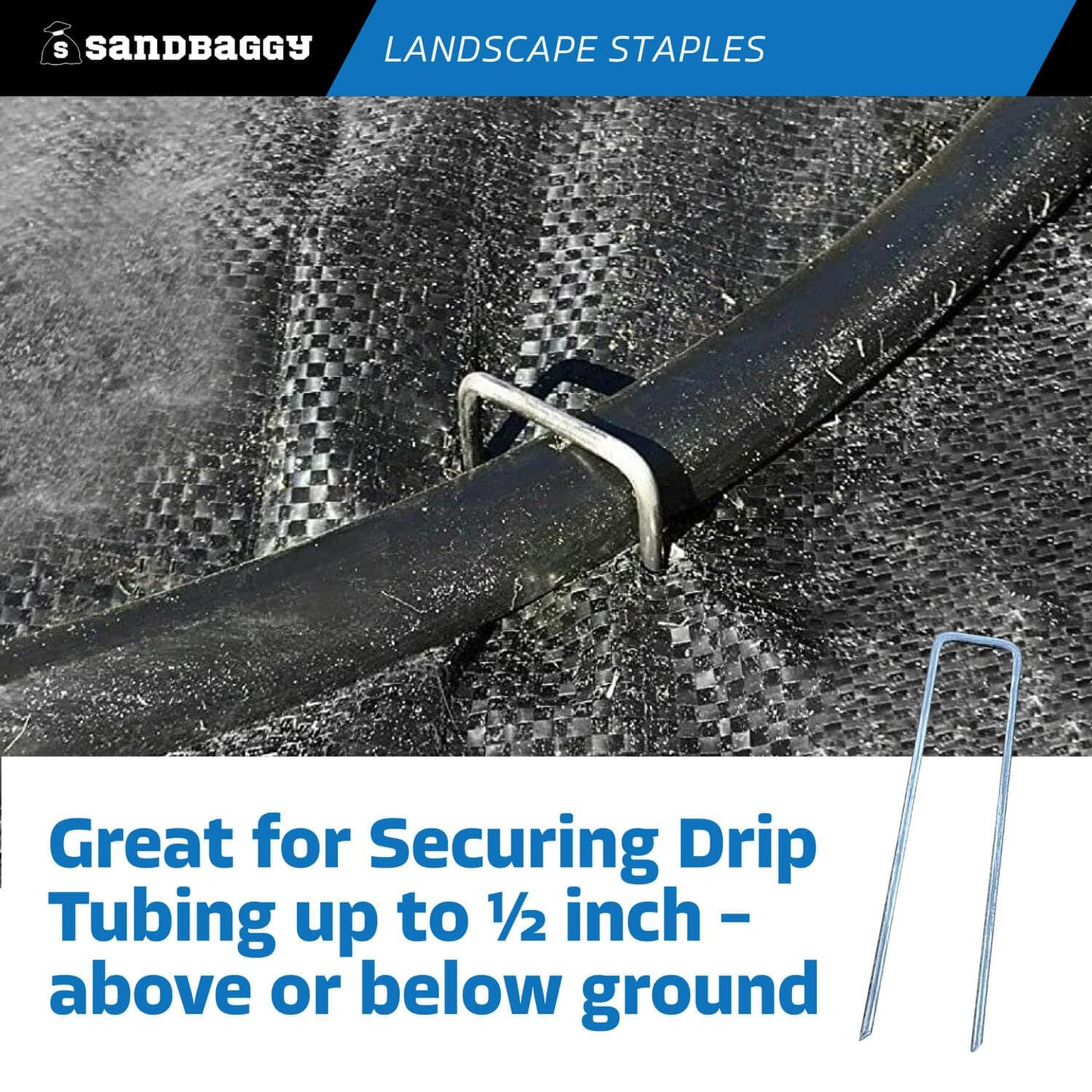 Sandbaggy 6 inch Landscape Sod Staples (8 Gauge Steel) | Great for Hard & Rocky Soil | 40% Thicker Than Standard 11 Gauge | Trusted by Farmers & Contractors Across USA (400 Staples)