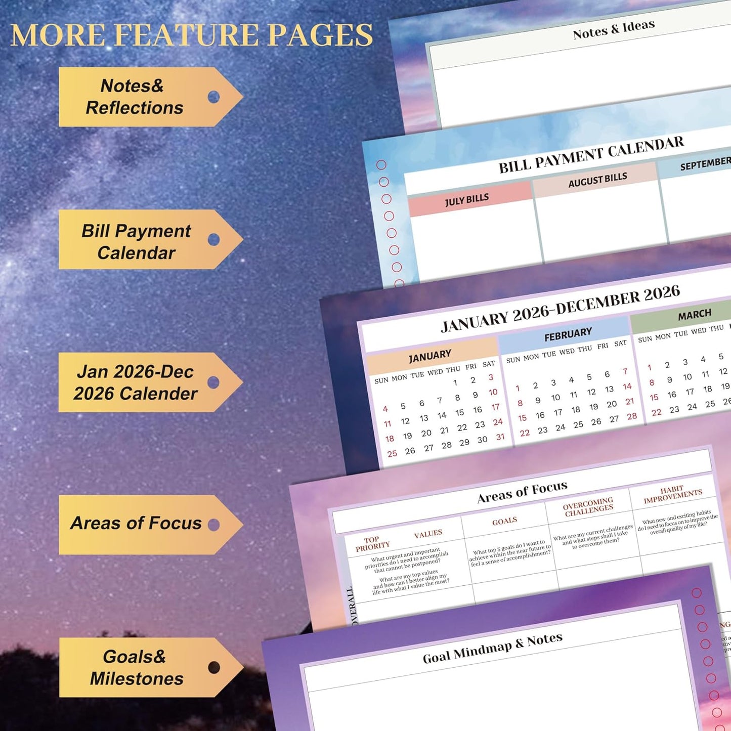 CAGIE 2026 planner Weekly and Monthly Jan 2026-Dec 2026 Hardcover Hourly Daily Planners for Women 26 Calendar Planner with Stickers Spiral Bound Yearly Agenda, 8.5 x 11, Blue