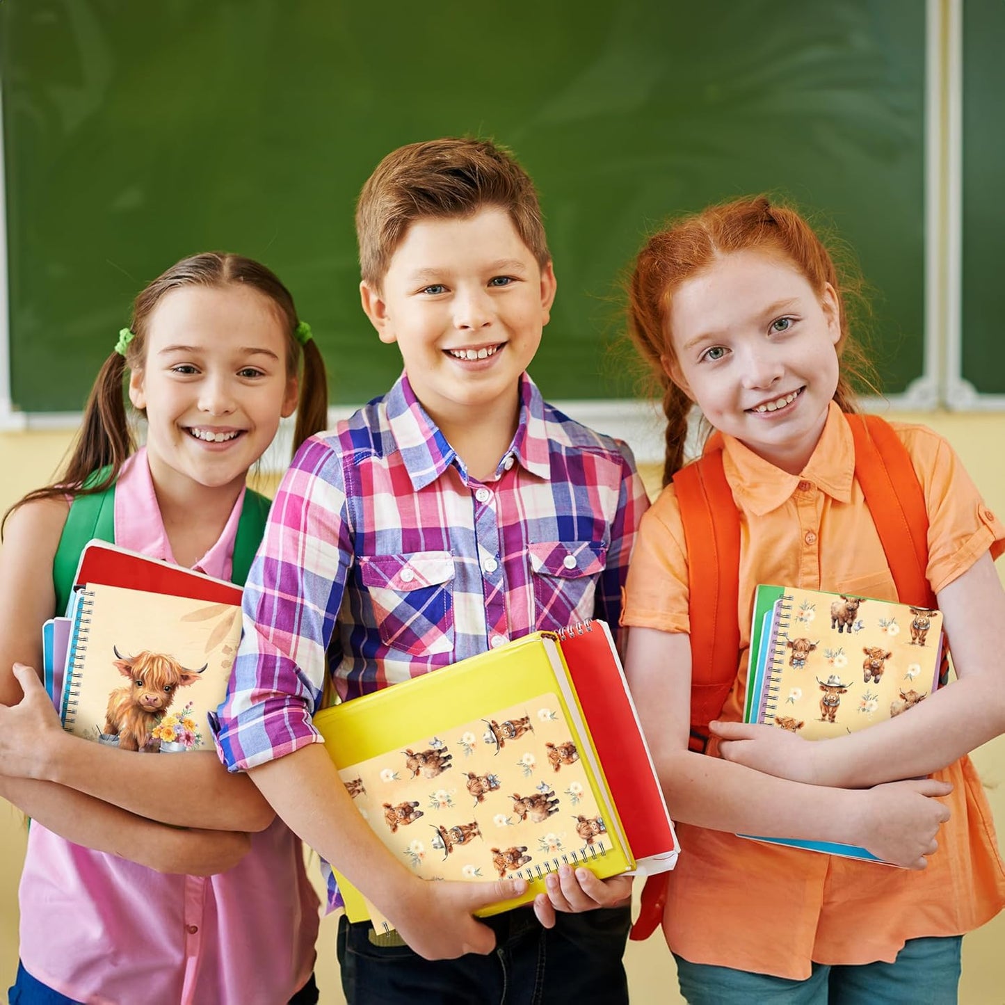 B1ykin A5 Spiral Notebooks - 2Pcs 50 sheets 100 Pages Cute Wire Bound Travel Journal Spiral Notebook, Writing Notepads Memo Diary Notes Study School Work for Kids School Classroom Office (Highland Cow)