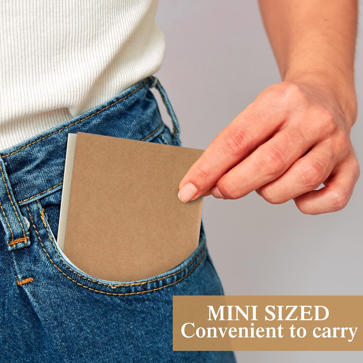 Thenshop 100 Pieces Mini Notebook Bulk Set Small Kraft Paper Journals Blank Lined Pocket Journal Sketchbooks for Drawing Writing Office Supplies 4 x 4 Inch Notebooks with 24 Sheets(Blank, Lined)