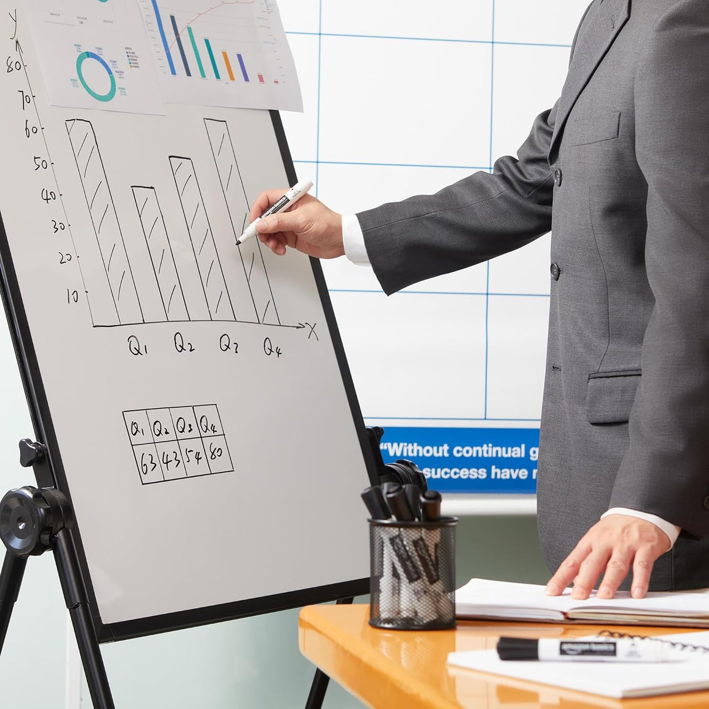 Amazon Basics Low-Odor Dry Erase Whiteboard Markers, Fine Tip, Black, 36 Count