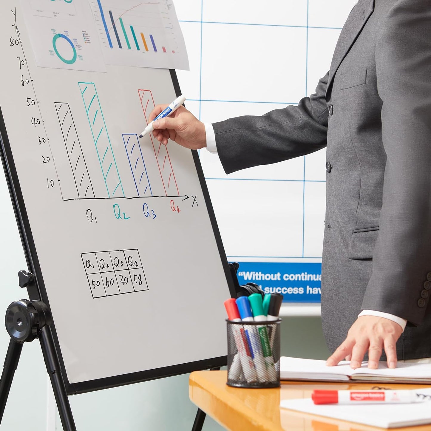 Amazon Basics Low-Odor Dry Erase Whiteboard Markers, Chisel Tip, 4 Assorted Colors, 36 Count