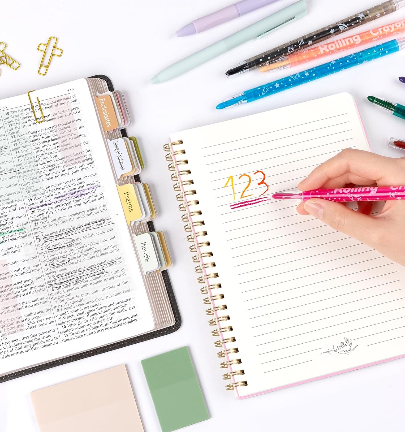 59Pcs Bible Study Supplies, Bible Journaling Kit for Women, Pink Pencil Case, 12 Pastel No Bleed Highlighters and 6 Colored Pens, Bible Tabs and More, Book Annotation Kit for Women & Men (Pink)