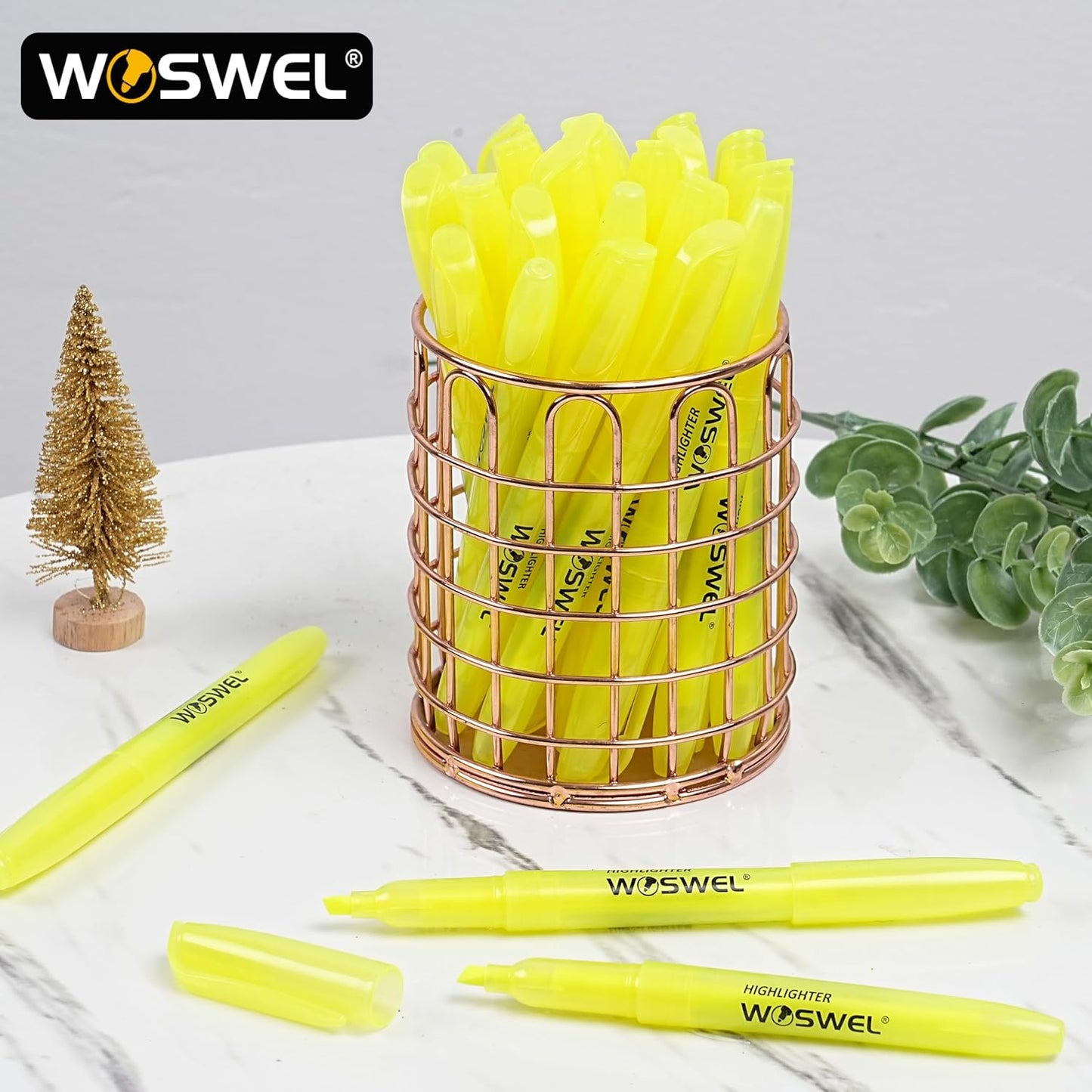 Highlighters Bulk 120 Pack Fluorescent Yellow Markers with Chisel Tip for Classroom Office Home
