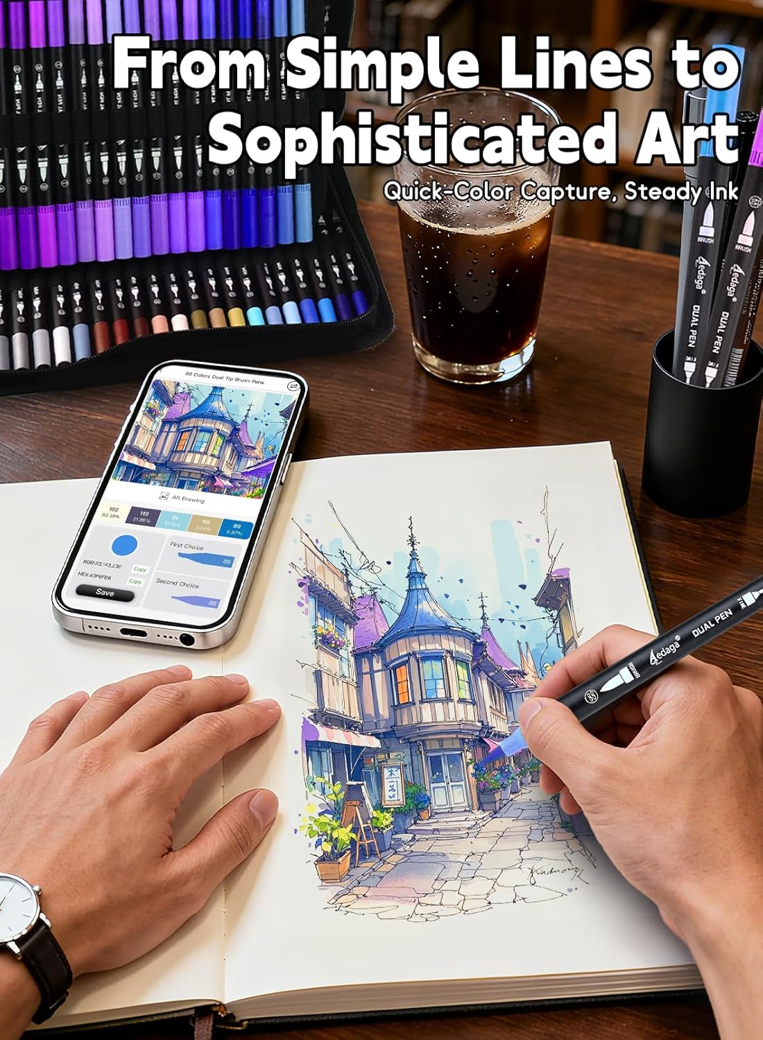 80 Colors Numbered Dual Tip Brush Pens with Free App, Fine and Brush Tips Pens for Adults, Coloring Markers for Coloring Book Bullet Journaling Note Taking Planner Hand Lettering