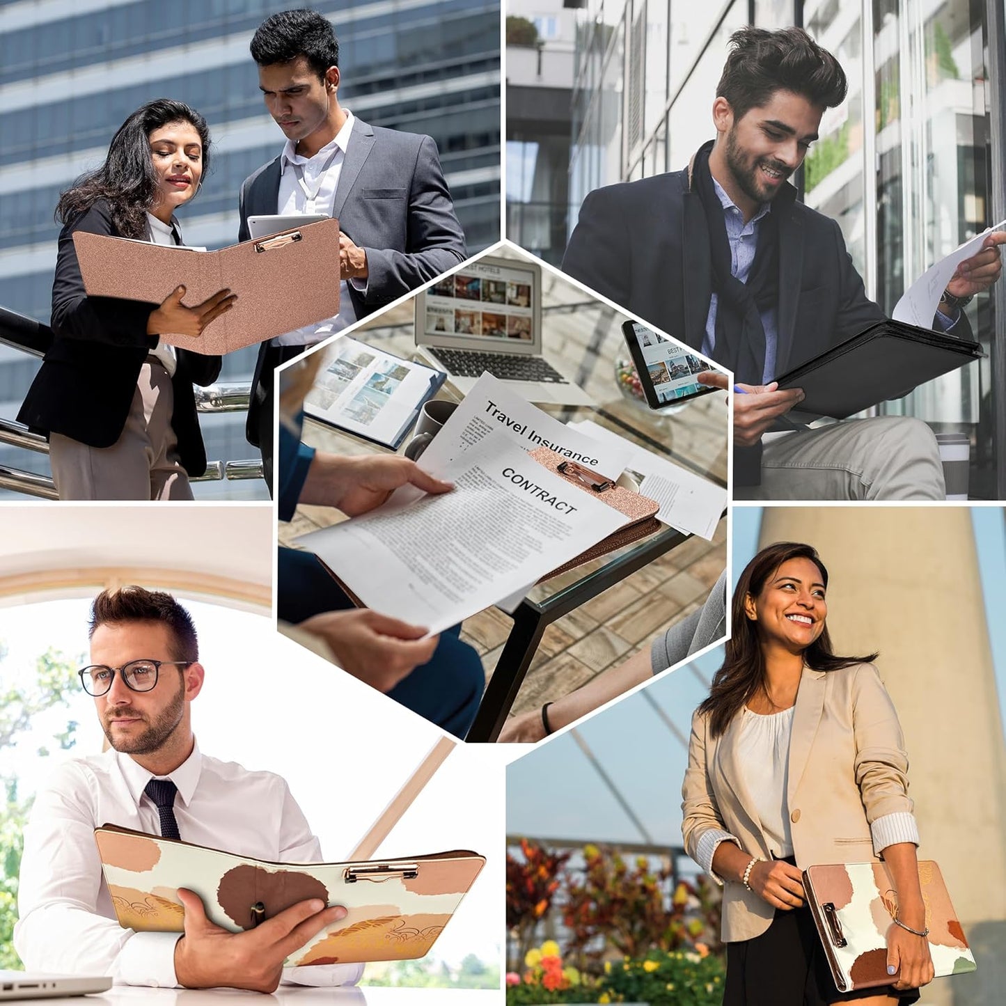 Ospelelf Leather Clipboard with Storage, Zippered Padfolio Portfolio Organizer, 3 Ring Binder 1 Inch, Notepad, Tablet Sleeve, 5 Dividers with Pocket for Office, Nurses, Students, Teachers Brown