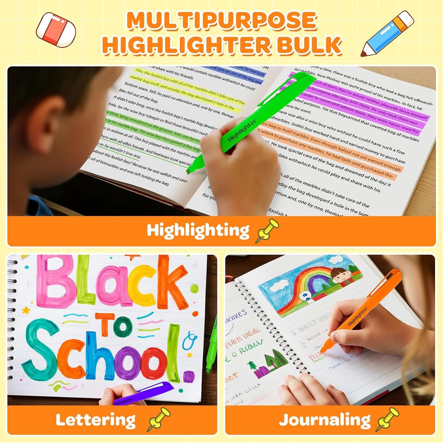 150 Pack Highlighters Assorted Colors Bulk - Chisel Tip No Bleed Dry-Quickly Markers Set for Office Classroom Supplies, Back to School Gifts for Students Teachers