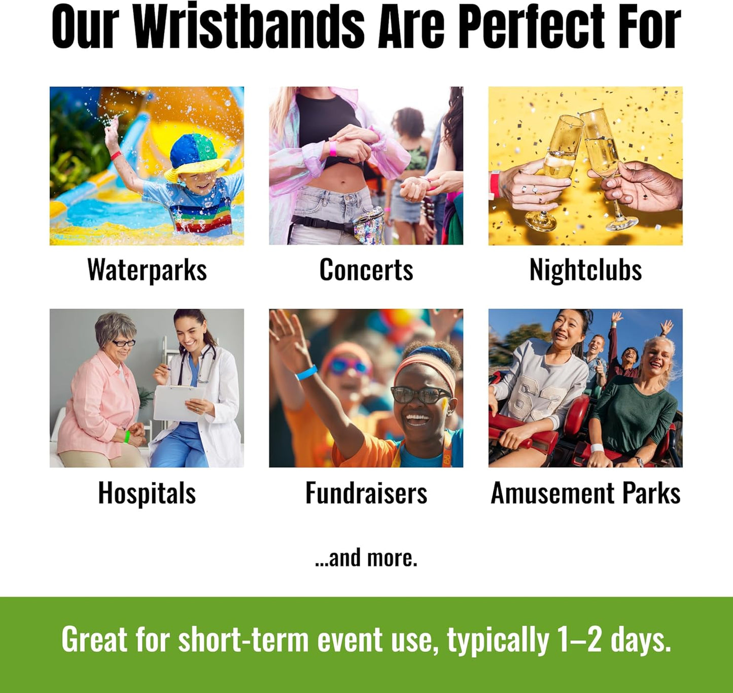 WristCo Custom Printed Wristbands | Super Rush | Fast Delivery – Select a Color Quantity & Personalize w/Clipart Text & Logos - Tyvek Wrist Band ID Bracelets for Events Party Security Admission VIP