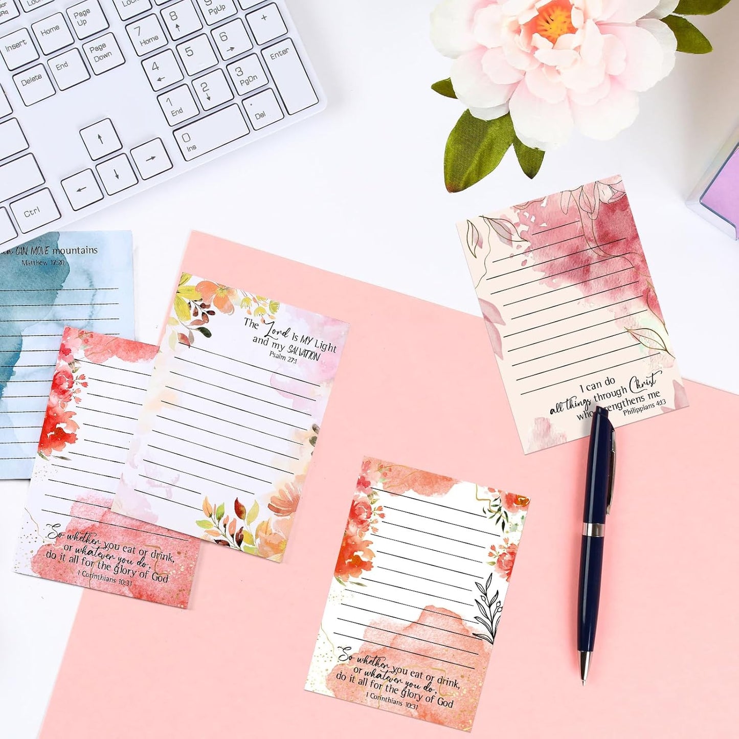 Gersoniel 8 Pack Christian Sticky Notes Small Scripture Inspirational Memo Pads Floral Design Adhesive Religious Bible Verse Quotes Notepads for Writing Schedules, 4 x 5. 5 Inch(Watercolor)