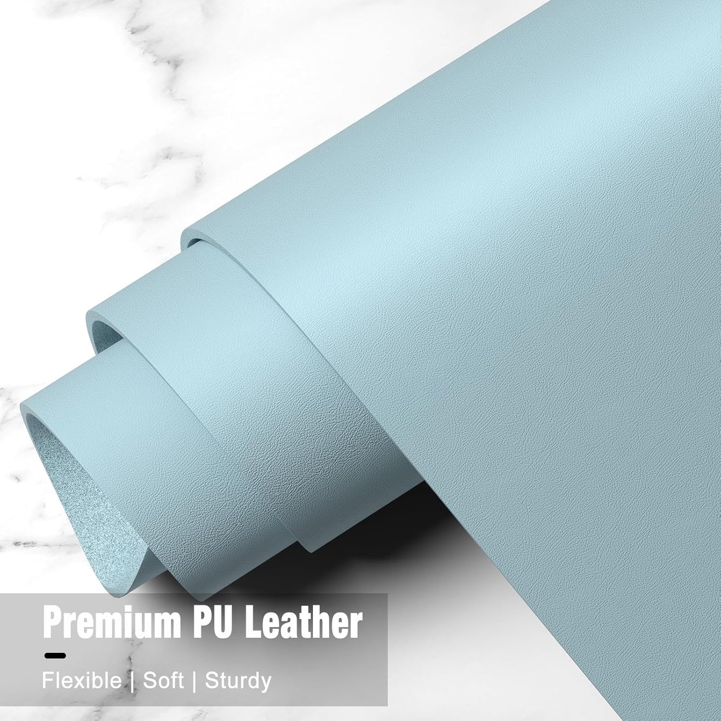 Hsurbtra Desk Pad, 48" x 17" PU Leather Desk Mat, XXXL Extended Mouse Pad, Waterproof Desktop Blotter Protector, Non-Slip Ultra Thin Large Laptop Keyboard Writing Mat for Office Home, Lake Blue