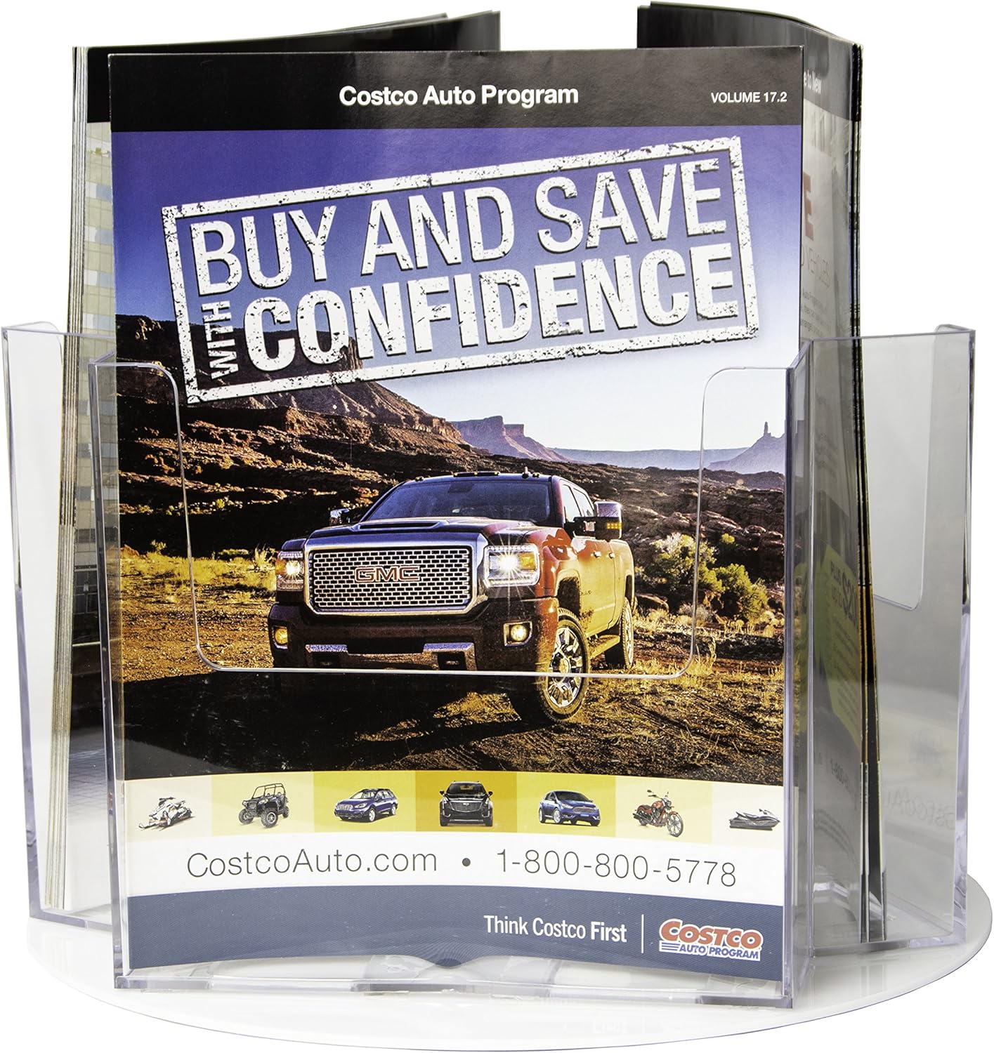 Clear-Ad - RLT-58-3 Acrylic Rotating Bifold Brochure Holders for 5.5" Literature Display - Pamphlet Holder and Magazine Organizer