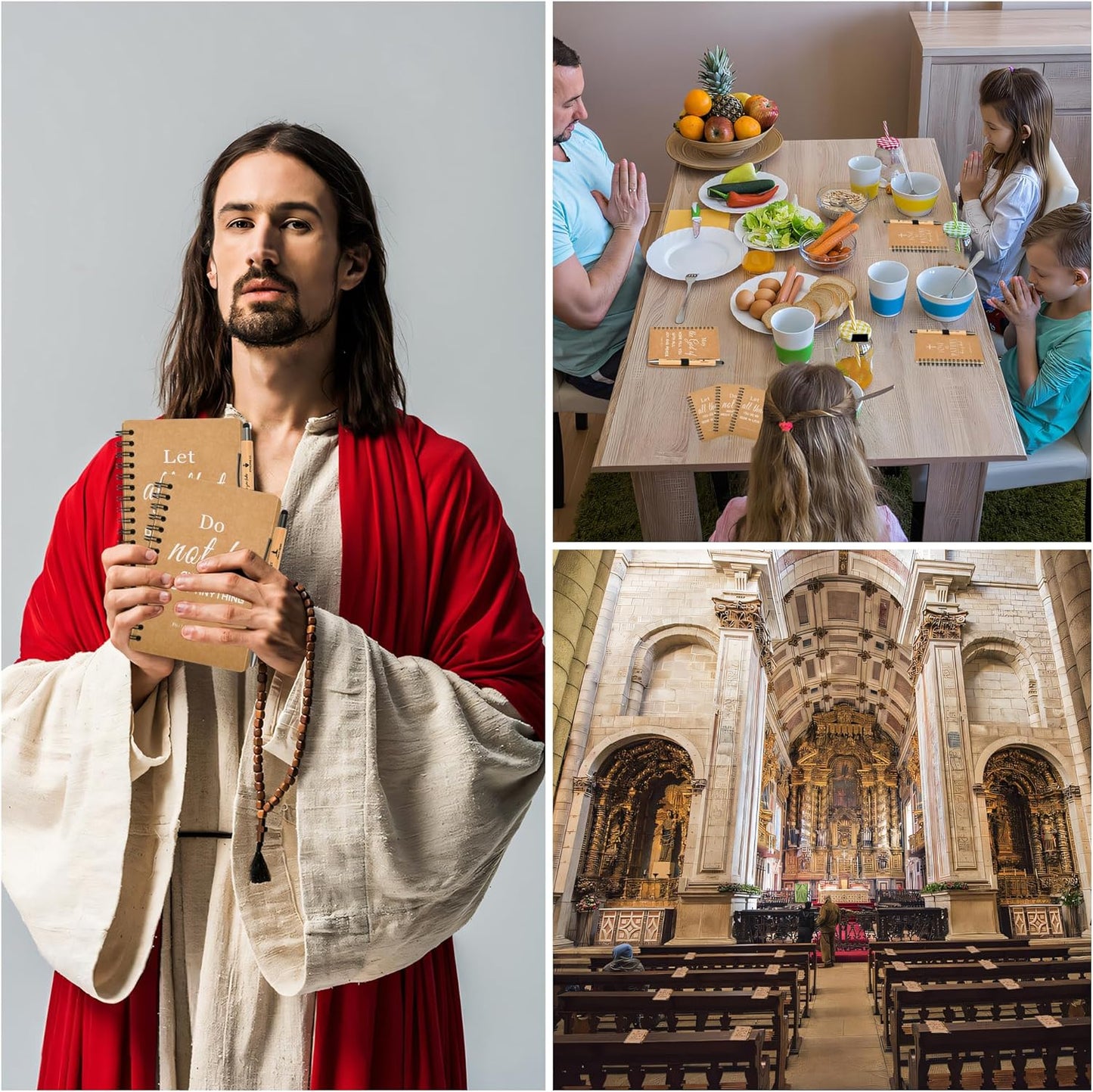 INSADA Christian Prayer Journal Spiral Notebooks Bulk with Pens - Small Notepads (4.13”x5.43”) - Christmas Gifts for Women men,Church Members & Bible Study Groups (60 sets Brown)