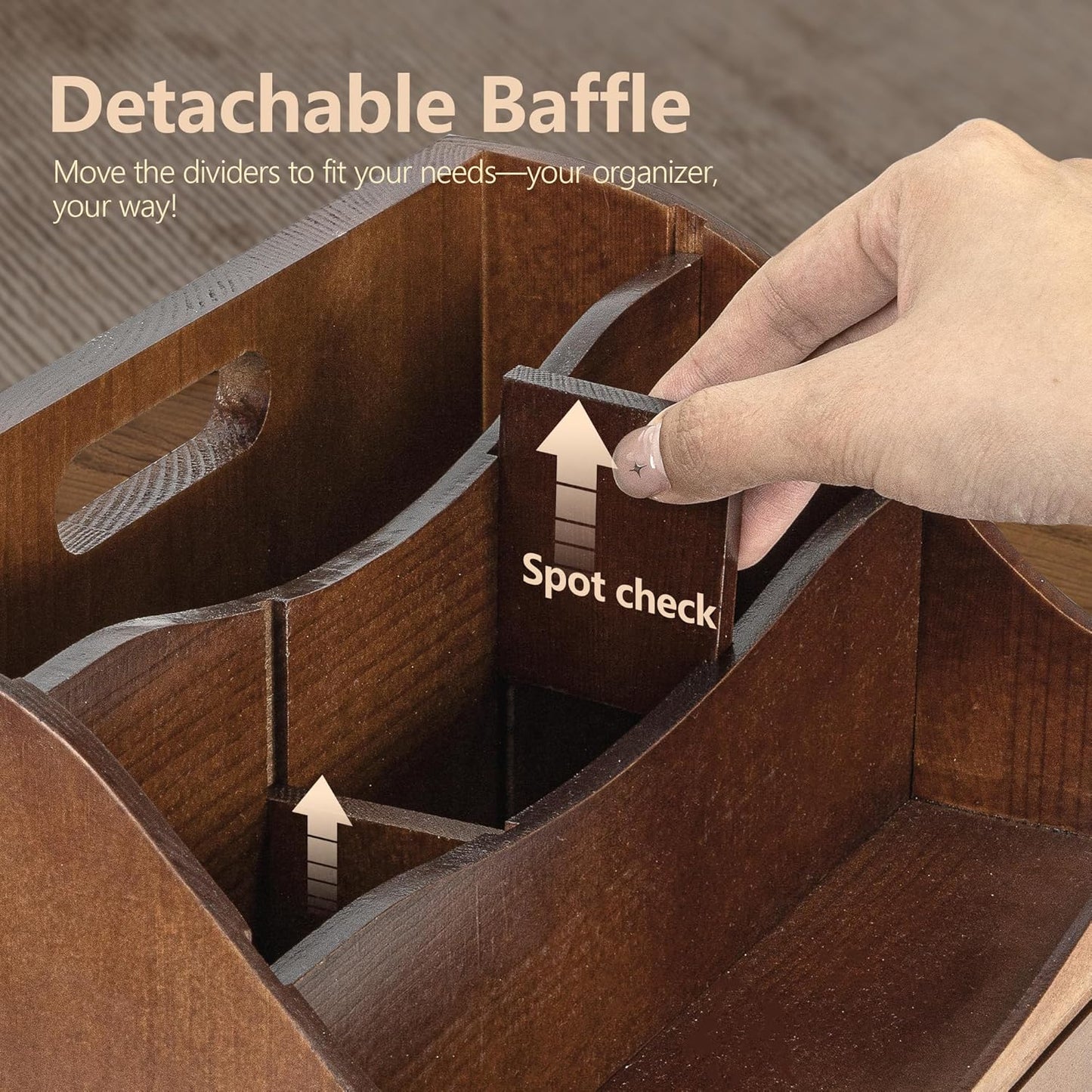 Rebee Vision Pine Wood Mail Organizer for Desk - Retro Farmhouse Mail Holder with Drawer & Dividers - 4-Slot letter paper & Jewelry Sorter, Countertop Mail Organizer for Office Decor(Brown)