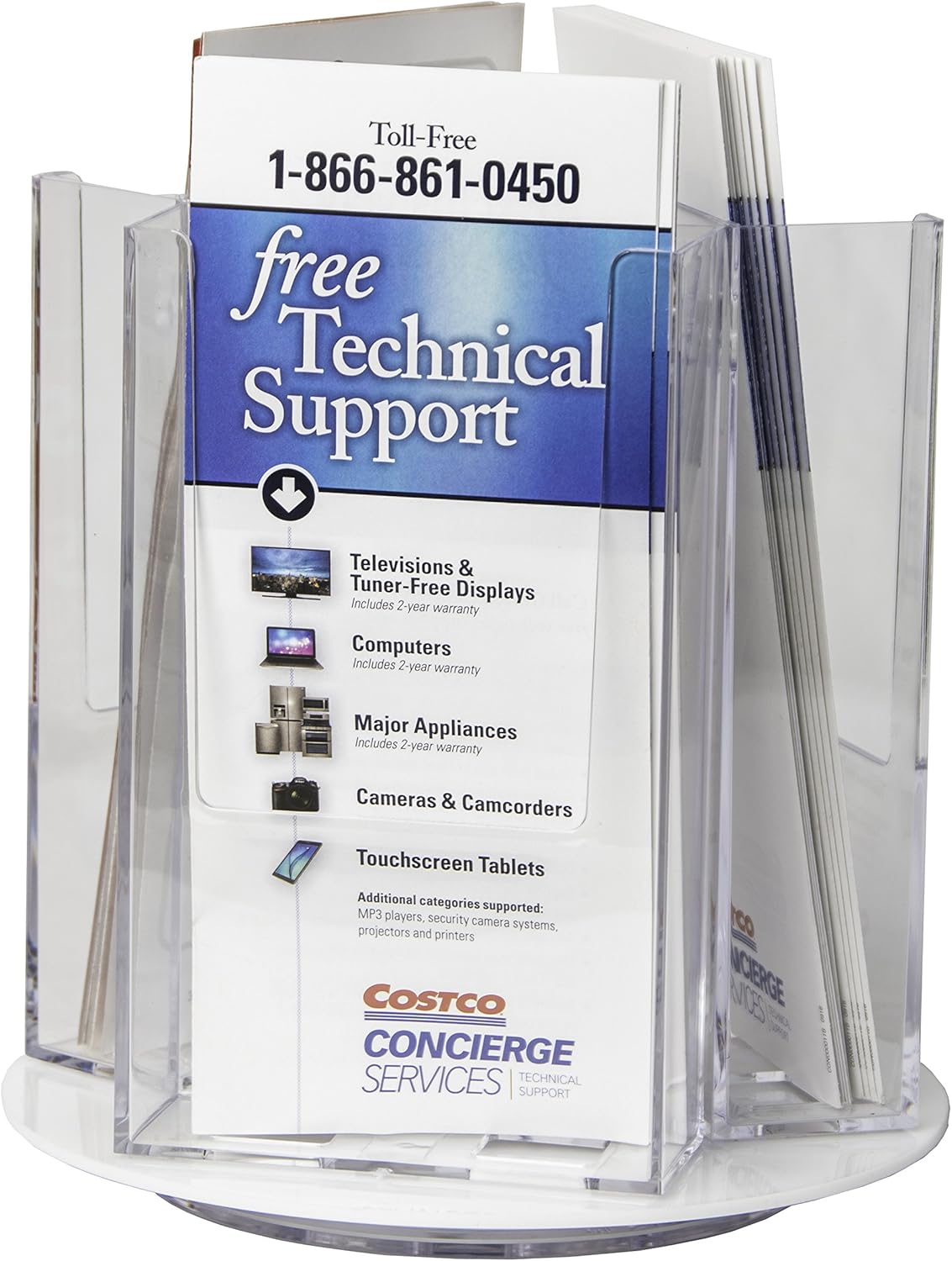 Clear-Ad - RLT-49 - 3 Acrylic Rotating Trifold Brochure Holders for 4" Literature Display - Pamphlet Holder and Magazine Organizer