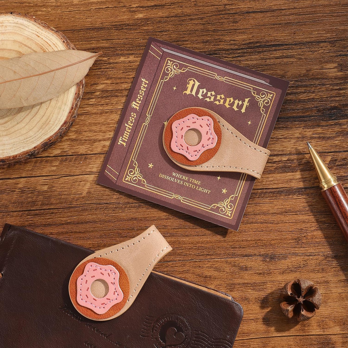 2PCS Vintage Magnetic Leather Bookmark, Leather Magnetic Bookmarks for Women, Magnetic PU Bookmarks Clip Book Accessories