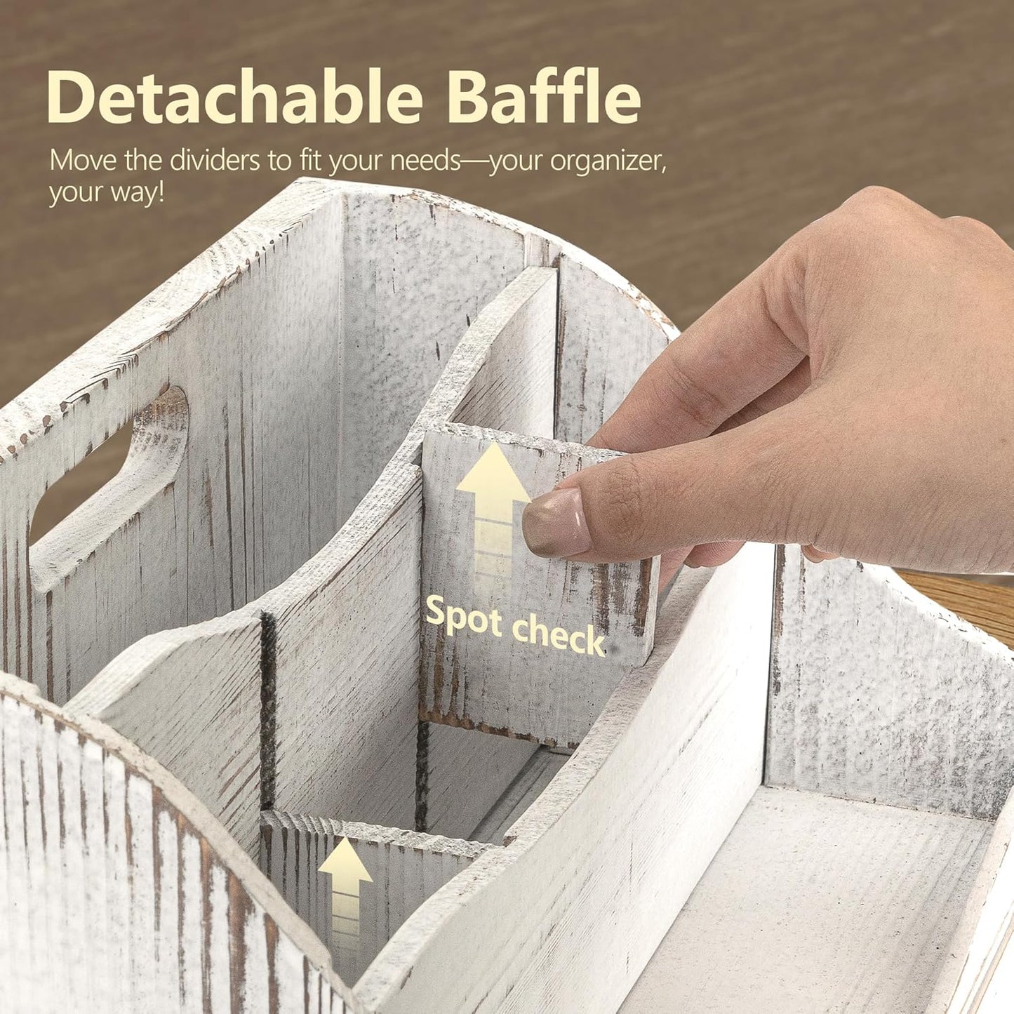 Pine Wood Mail Organizer for Desk - Charming Farmhouse Countertop Mail Sorter for Office Desk & Home Decor - Wooden Letter Organizer with Drawer & Dividers for Room Organization(Whitewash)