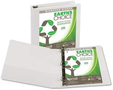 Samsill Plant-Based 1.5 Inch Durable D-Ring, Made in USA, View Binder, Eco-Friendly, USDA Certified Biobased, White