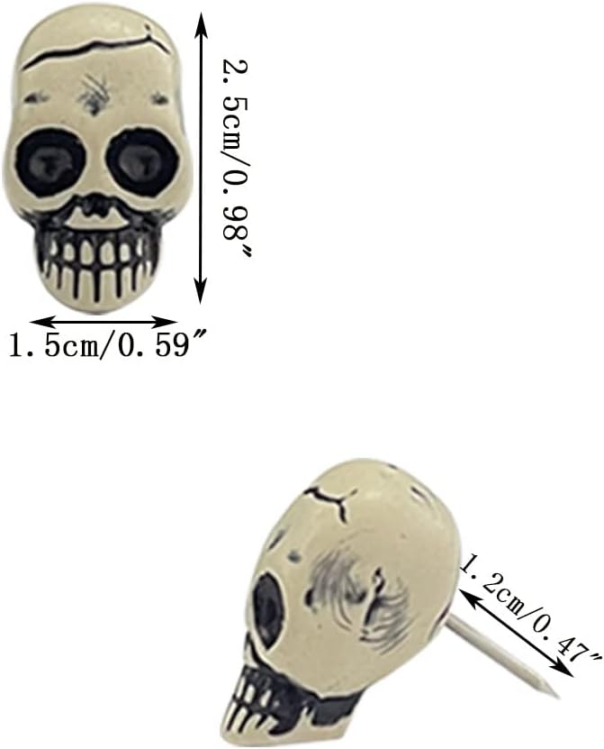 Ackron Skull Push Pins, Decorative Creative Thumbtack, Office Tacks for Bulletin Board, Cork Boards, Map, Photo, Wall Fixed, Picture, Paper, Memo, Note, Office Supplies Accessories 20 Pieces