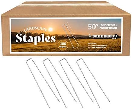 Sandbaggy Landscape Staples 9 Inch Extra Long (11 Gauge) ~ Fabric Pins Garden Lawn Heavy Duty - Fence Anchors - Great for Soft Sandy Soil - Trusted by Farmers & Contractors Across USA (100 Staples)