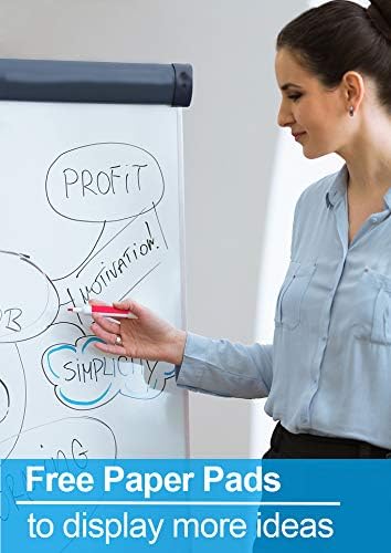 Dry Erase Easel 36" x 24", Height Adjustable Magnetic White Board with Tripod Stand, Office Presentation Board with 25 Sheets Flipchart Paper Pad, Magnets & Eraser, Black