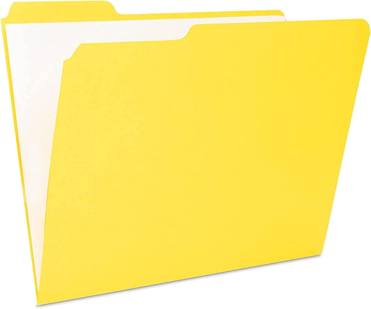 The File King 1/3 Cut Yellow File Folders Letter Size - 100 Pack | Made in USA | Heavy Duty | Assorted Colors | 8.5 x 11 | 100% Recycled Content