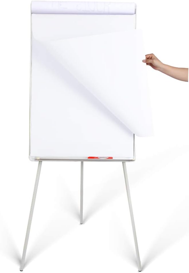 Whiteboard Easel 36" x 24" Height Adjustable, Magnetic Dry Erase Board with Tripod Stand, Portable Presentation Easel Includes Flip Chart Paper Pad (25 Sheets), Magnets & Eraser