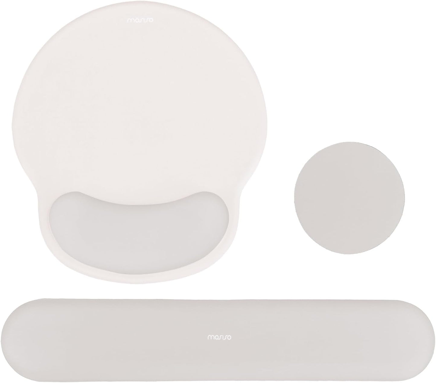 MOSISO Wrist Rest Support for Mouse Pad&Keyboard Set, Circle Curved Ergonomic Mousepad&Coaster Non-Slip Base Home/Office Pain Relief&Easy Typing Pad with Soft Cloth&Silicone Lining, Stone Gray