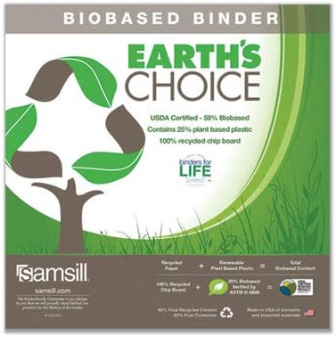 Samsill Plant-Based 1.5 Inch Durable D-Ring, Made in USA, View Binder, Eco-Friendly, USDA Certified Biobased, White