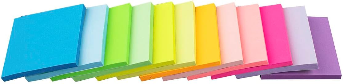 (12 Pads) Sticky Notes 3x3 Inches,Bright Colors Self-Stick Pads, Easy to Post for Home, Office, Notebook