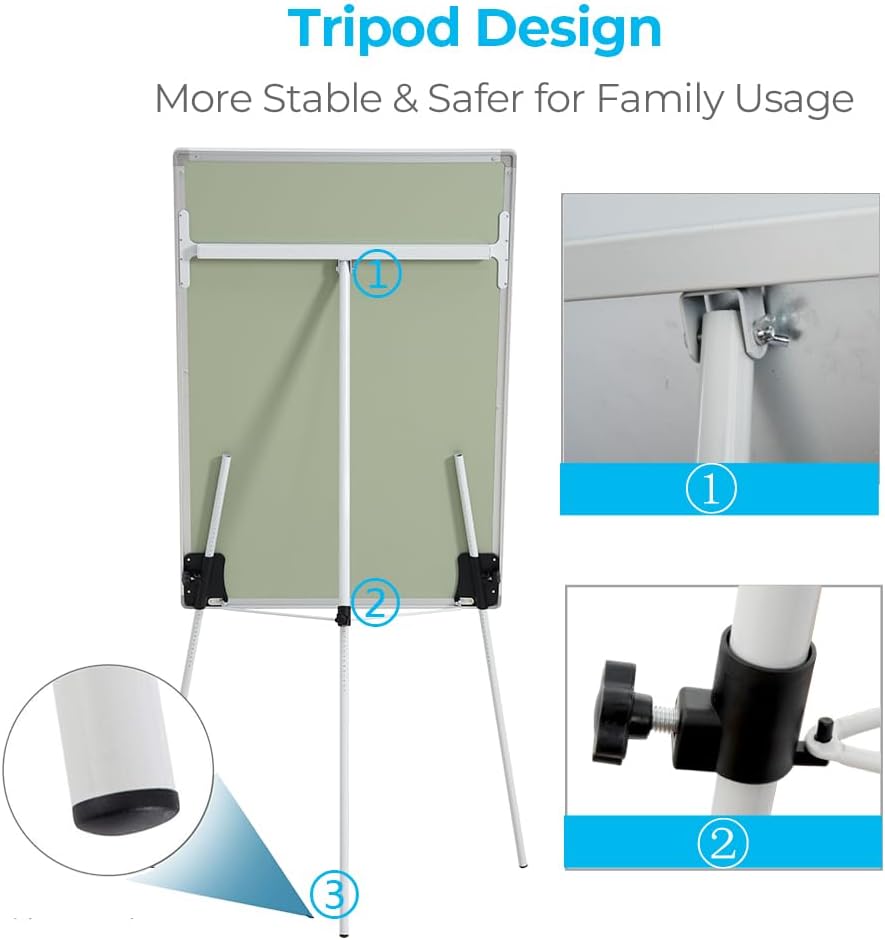 2-Pack 36 x 24 Inch Magnetic Dry Erase Easel Tripod Stand, Height Adjustable Portable Dry Erase Board with Flipchart Paper Pad (25 Sheets) - for Office Meetings, Training & Classroom
