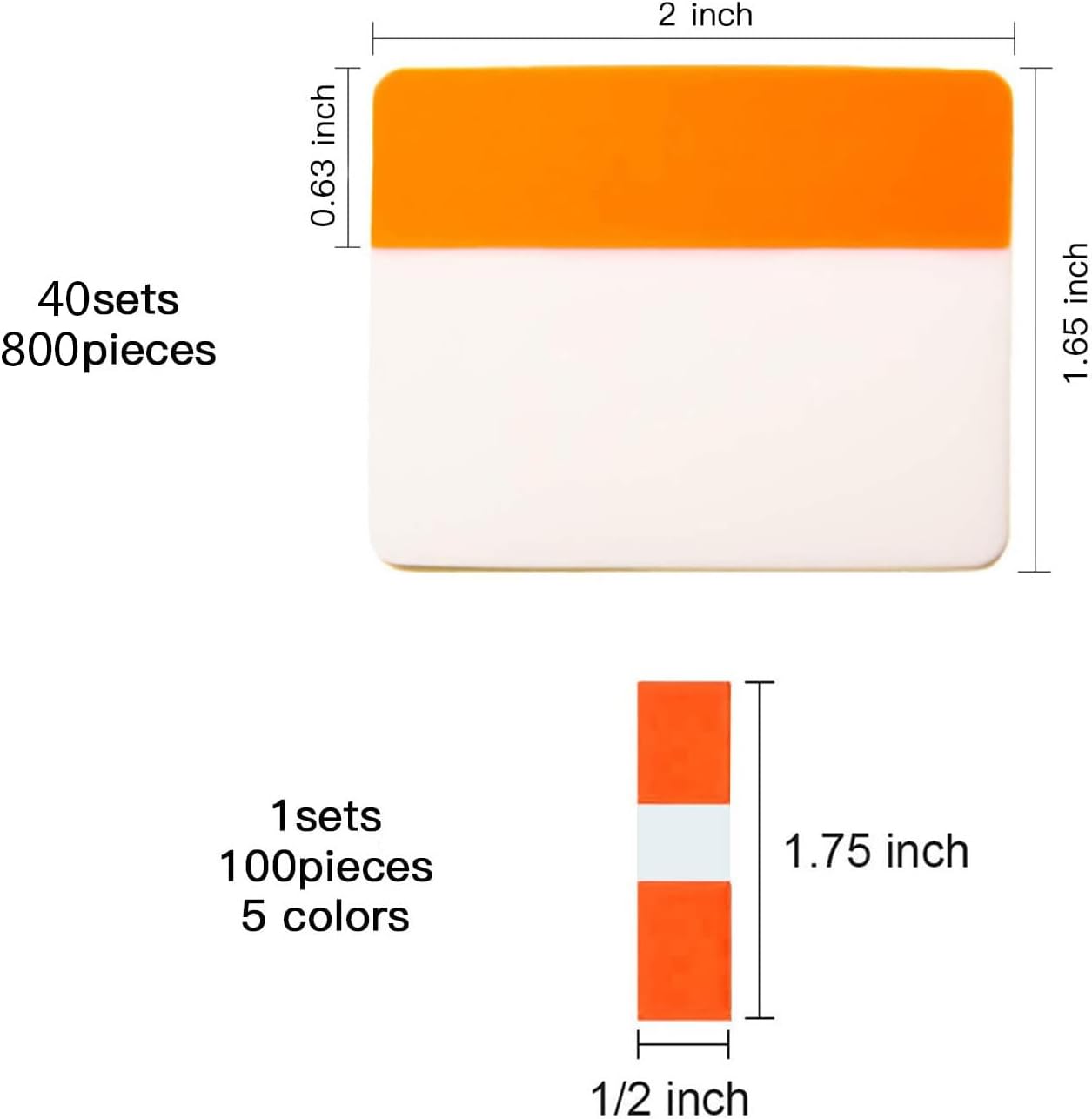 ELII 900 Pcs 2 Inch Sticky Index Tabs - Colorful, Writable & Transparent Book Tabs for Notebooks & Annotating
