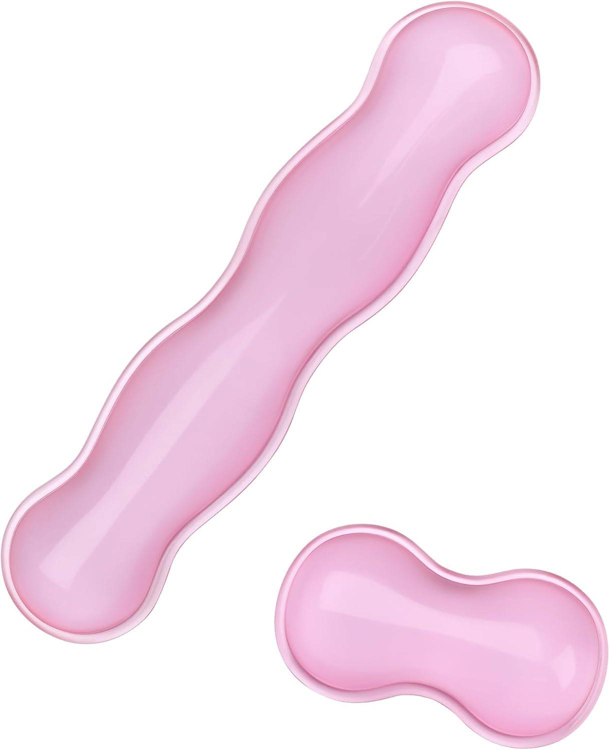 Gel Keyboard and Mouse Wrist Rest, Cute Wrist Support and Arm Support Keyboard Rest for Keyboard and Mouse Typing Pain Relief，Suitable for Office/Computer/Laptop/Gaming (Transparent Pink Set)