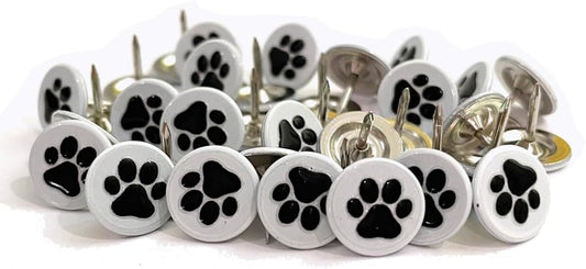 Let's Decorate 100PCS D11mm/0.43" Upholstery Tacks with Paw Paint, Decorative Tacks for Wooden Boxes, Furniture Metal Thumb Tacks, Cute DIY Decorative Nail Heads Nails (Flat Head,White)