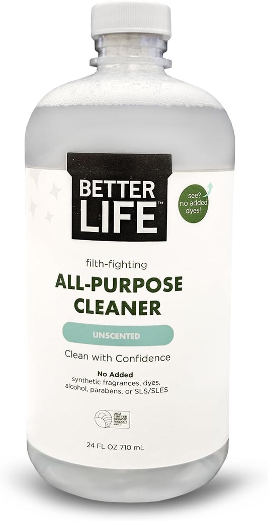 Better Life All Purpose Cleaner - Multipurpose Plant Based Home and Kitchen Cleaning Spray for Glass, Countertops, Appliances, Upholstery & More - Multi-surface Spray Cleaner - 24oz Unscented