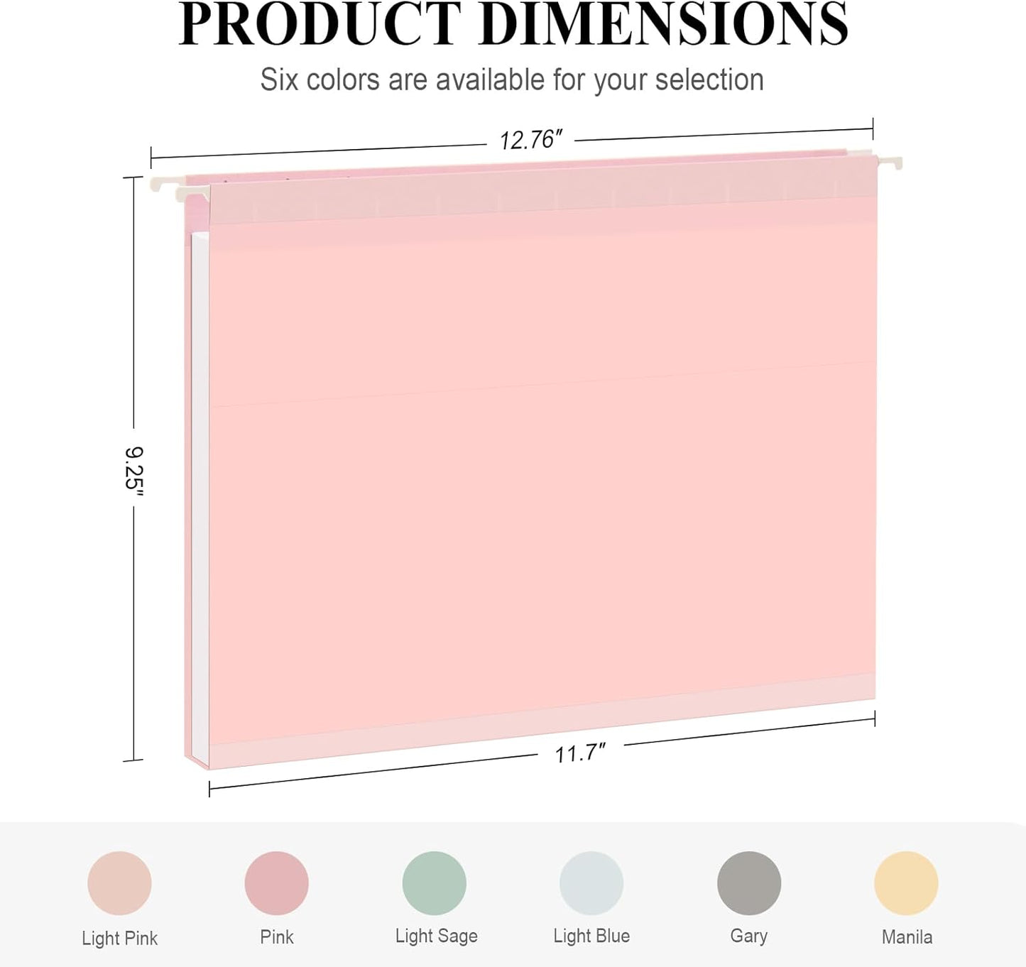ViVin Hanging File Folders, 1/5-Cut Adjustable Tabs with 48 Per Box, 1 Inch Expansion, 48 Pack Letter Size Hanging File Folders, Designed for Office Home School Filing Cabinet(Assorted)