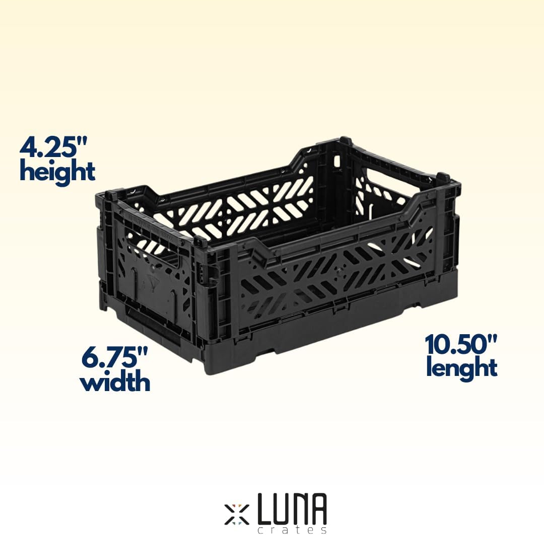 Collapsible Storage Box, Foldable Crate Organizer Bin with Handle, Stackable Crates for Home Organization (Black-Sand-Gray, 4L - 3-Pack)