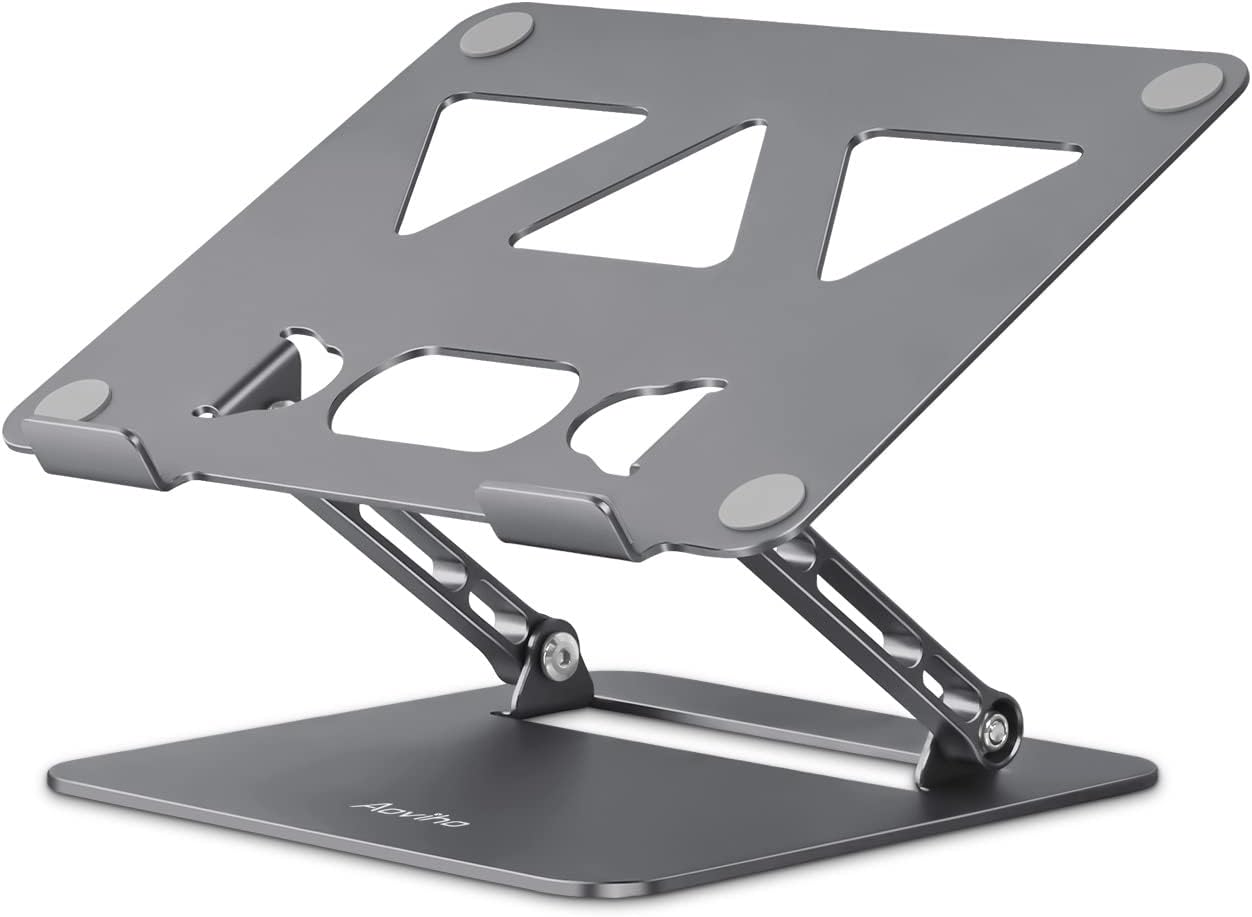 Adjustable Laptop Stand for Desk,Portable Laptop Stand Holder and Riser,Foldable Aluminum Notebook Computer Stands for MacBook Air Pro HP Lenovo Dell Samsung Chromebook, 10-15.6 inch, Grey