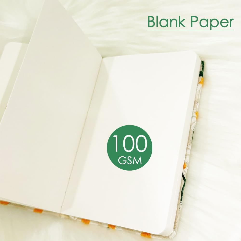 Daisy Gifts for Women, Flower Embroidered Journal, A6 Pocket Sketchbook, Small Unlined Notebook 4x6, Hardcover, Lay Flat, Cute Notebooks, Pretty Journal, Yellow Daisy