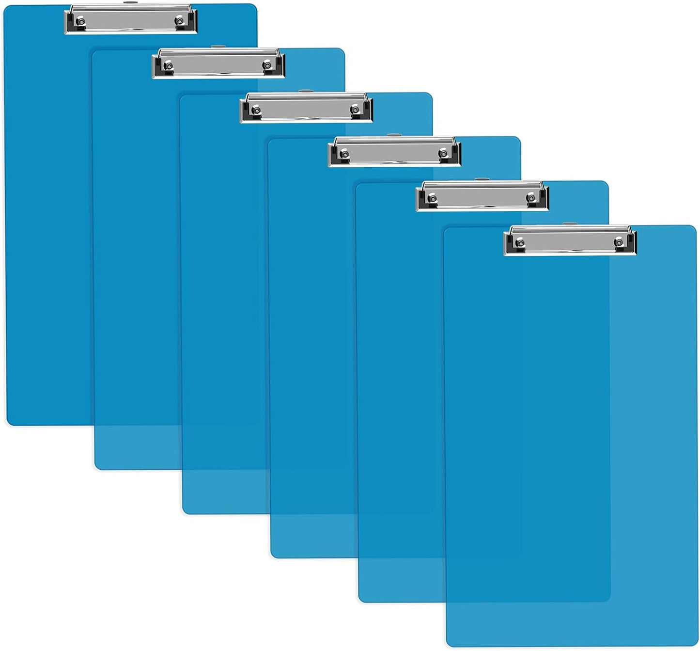 Legal Size Clipboard Set of 6, 8.5 x 14 Blue Plastic Long Clip Board with Low Profile Clip, 9 x 15 in, Suitable for Legal Lawers and Business, School & Office Supplies