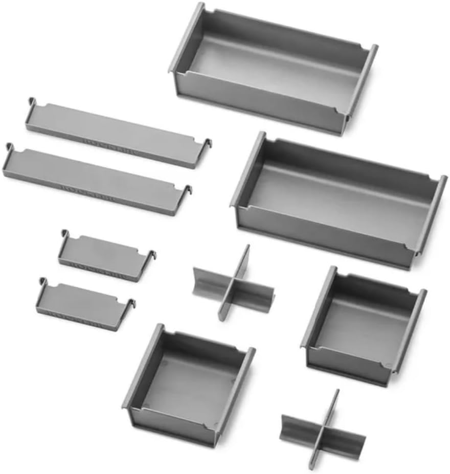 Lock-Align Drawer Organizer System 13 Piece Starter Kit - Trays, Organizer Bins & Dividers for Storage Drawers - Easy-to-Cut Synthetic Rubber Shop, Home, Office Organizer Trays Fits All Size Drawers