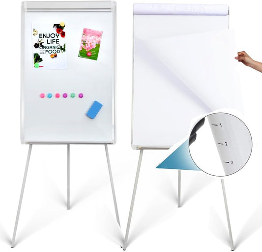 2-Pack 36 x 24 Inch Magnetic Dry Erase Easel Tripod Stand, Height Adjustable Portable Dry Erase Board with Flipchart Paper Pad (25 Sheets) - for Office Meetings, Training & Classroom